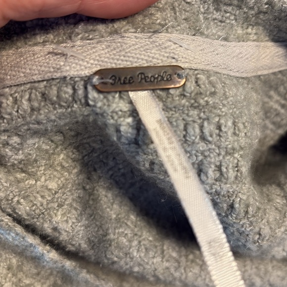 Free People heart it lace up side cozy sweater deep V oversized XS gray - Picture 7 of 15